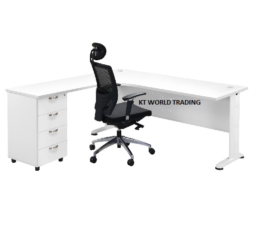 L shape writing table office table desk office furniture Malaysia kuala lumpur
