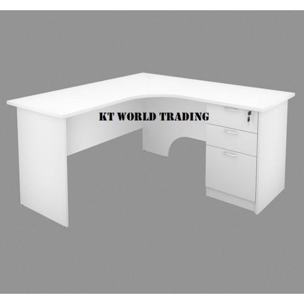 L SHAPE WRITING TABLE WITH FIXED PEDESTAL 2 DRAWER 1 FILING DRAWER office furniture malaysia kuala lumpur shah alam klang valley