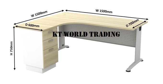 L Shape Writing Table (Metal Leg) Model : KT-B1515(3D)