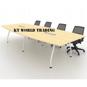 10ft BOAT SHAPED CONFERENCE TABLE WITH METAL A LEG MAPLE TOP FLIPPER BOX malaysia kuala lumpur shah alam klang valley