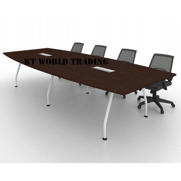 10ft BOAT SHAPED CONFERENCE TABLE WITH METAL A LEG WALNUT TOP FLIPPER BOX malaysia kuala lumpur shah alam klang valley