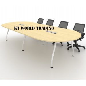 10ft OVAL CONFERENCE TABLE WITH METAL A LEG MAPLE TOP FLIPPER BOX malaysia shah alam kuala lumpur klang valley