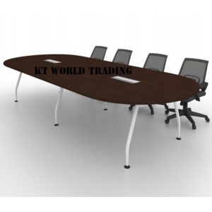 10ft OVAL CONFERENCE TABLE WITH METAL A LEG WALNUT TOP FLIPPER BOX office furniture malaysia kuala lumpur shah alam klang valley