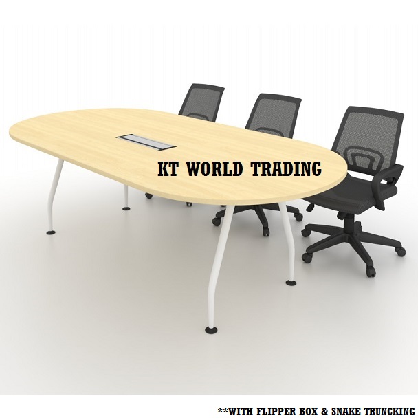 OVAL CONFERENCE TABLE WITH METAL A LEG MAPLE TOP FLIPPER BOX malaysia kuala lumpur shah alam klang valley