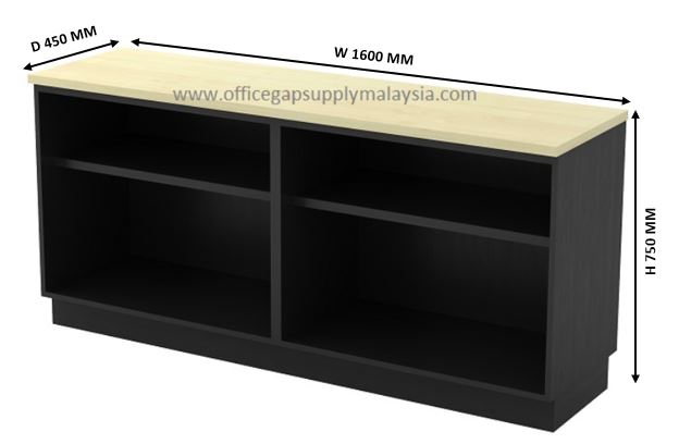 Low Cabinet Dual Open Shelf (Same High as Table) Model T-YOO7160 1600mm malaysia kuala lumpur shah alam klang valley